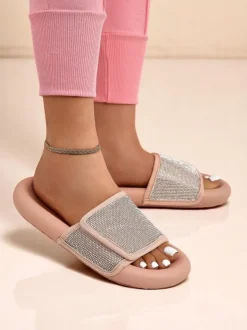 Royalfashion Damskie klapki na płaskiej podeszwie Sparkle Step