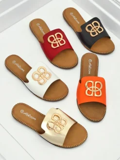 Royalfashion Damskie klapki na płaskiej podeszwie Heraklia