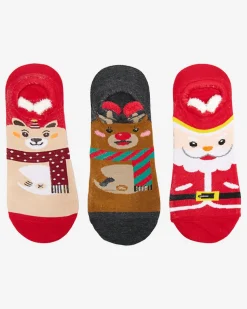 Royalfashion Damskie kolorowe stopki ze świątecznym nadrukiem 3/pak