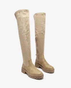 Royalfashion Damskie kozaki za kolano w kolorze khaki Liki