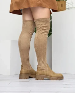 Royalfashion Damskie kozaki za kolano w kolorze khaki Liki