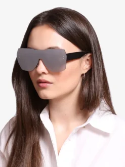 Royalfashion Damskie kwadratowe okulary przeciwsłoneczne z lustrzanym wykończeniem