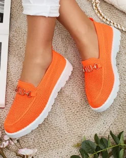 Royalfashion Damskie materiałowe mokasyny ze złotą ozdobą Erticae