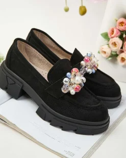 Royalfashion Damskie mokasyny z kolorowymi kryształkami Glam