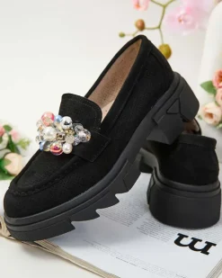 Royalfashion Damskie mokasyny z kolorowymi kryształkami Glam