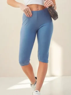 Royalfashion Damskie prążkowane legginsy z bawełny 3/4