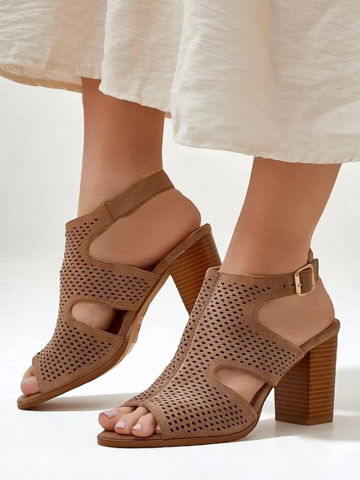 Royalfashion Damskie sandały na słupku ażurowe Abetle