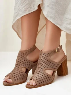 Royalfashion Damskie sandały na słupku ażurowe Abetle