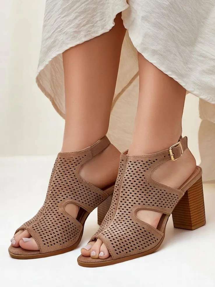 Royalfashion Damskie sandały na słupku ażurowe Abetle