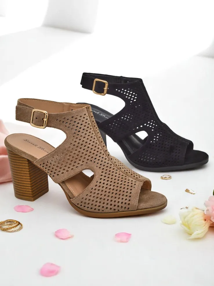 Royalfashion Damskie sandały na słupku ażurowe Abetle