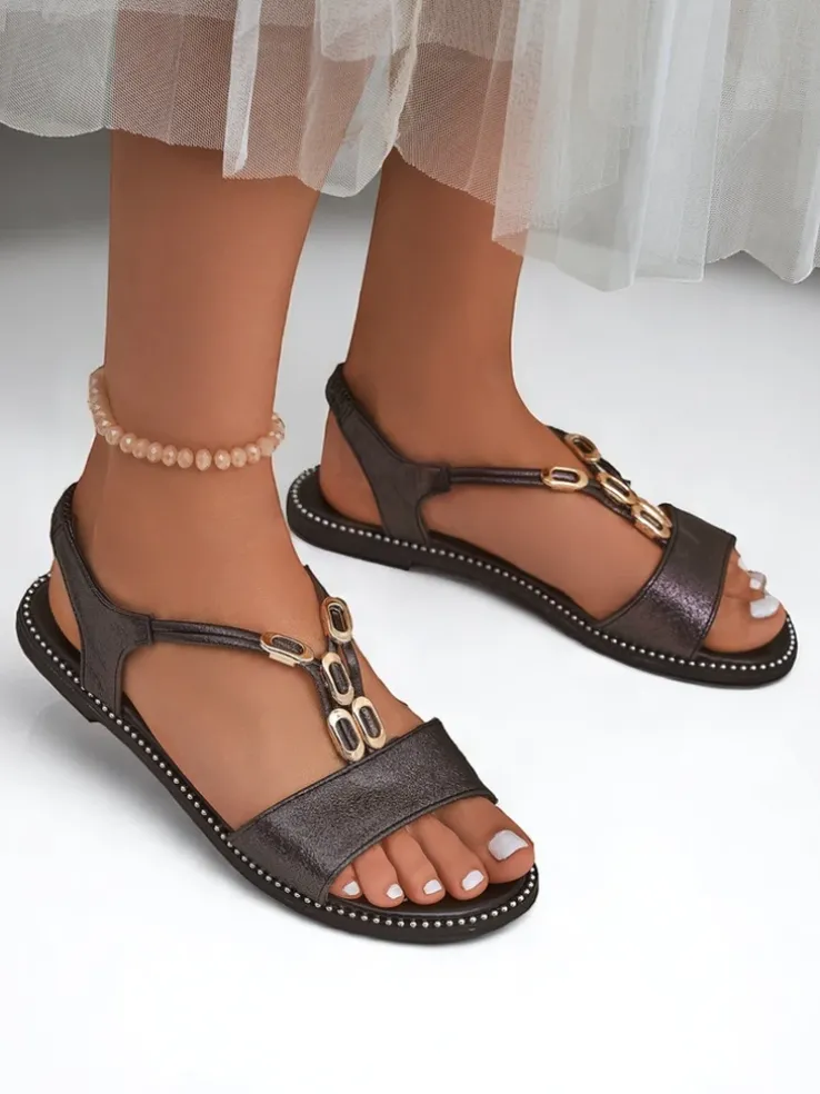 Royalfashion Damskie sandały z ozdobnymi paseczkami Siena Glow