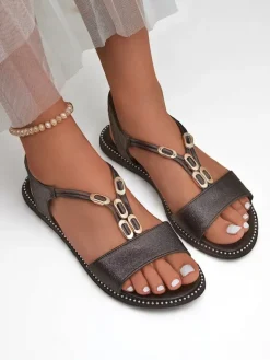 Royalfashion Damskie sandały z ozdobnymi paseczkami Siena Glow