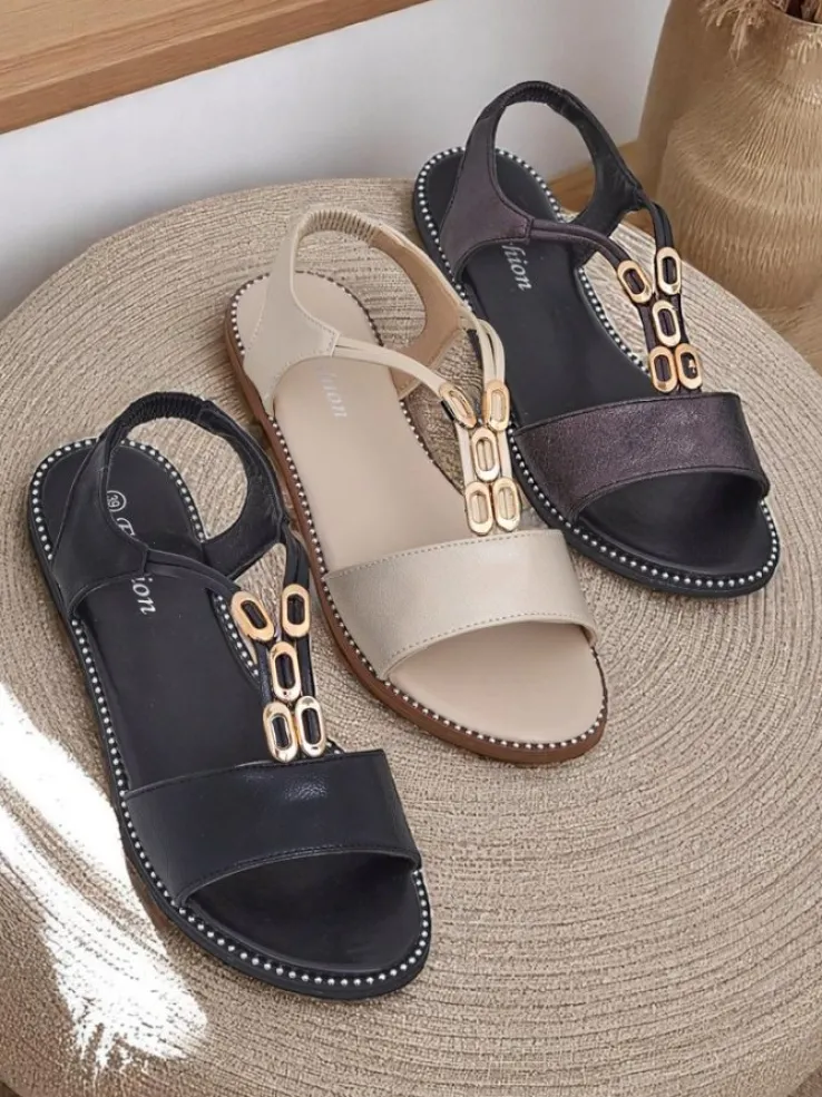 Royalfashion Damskie sandały z ozdobnymi paseczkami Siena Glow