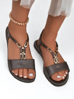 Royalfashion Damskie sandały z ozdobnymi paseczkami Siena Glow