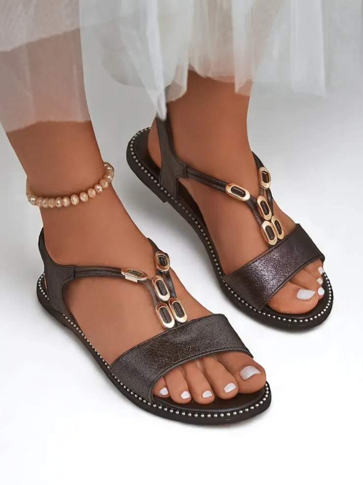 Royalfashion Damskie sandały z ozdobnymi paseczkami Siena Glow