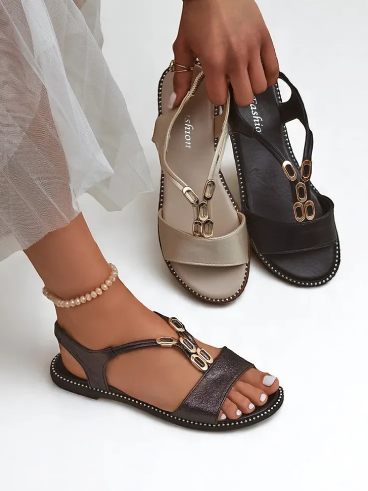 Royalfashion Damskie sandały z ozdobnymi paseczkami Siena Glow