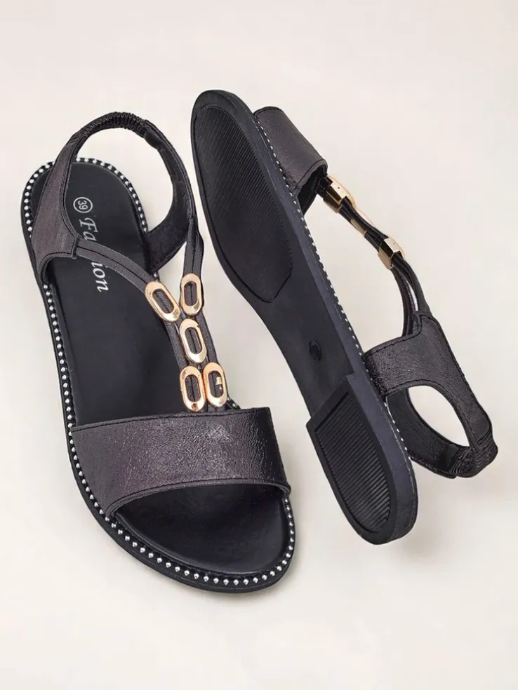 Royalfashion Damskie sandały z ozdobnymi paseczkami Siena Glow