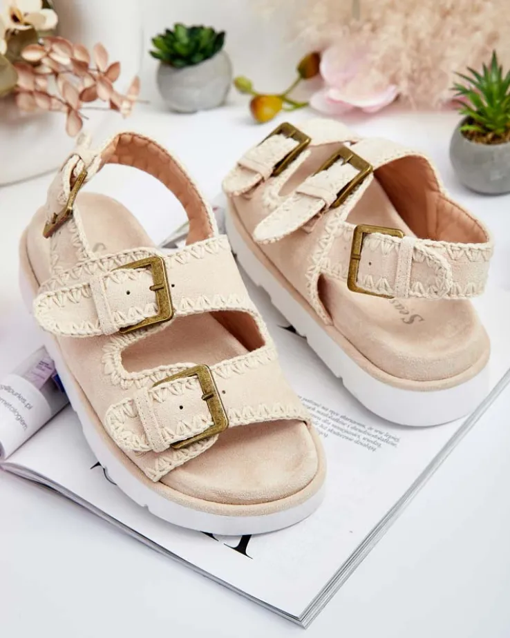 Royalfashion Damskie sandały eko zamszowe Lunnay