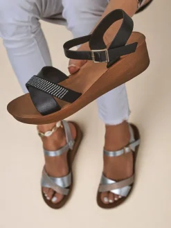 Royalfashion Damskie sandały na koturnie z cyrkoniami Allona