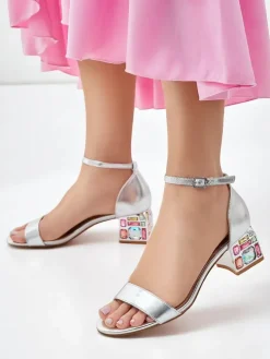 Royalfashion Damskie sandały z ozdobnym obcasem Ballou