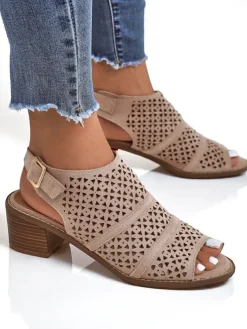 Royalfashion Damskie sandały na niskim słupku ażurowe Elira