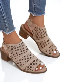 Royalfashion Damskie sandały na niskim słupku ażurowe Elira