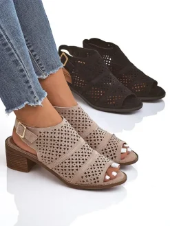 Royalfashion Damskie sandały na niskim słupku ażurowe Elira