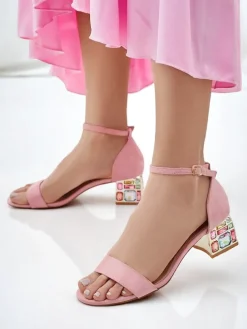 Royalfashion Damskie sandały z ozdobnym obcasem Ballou