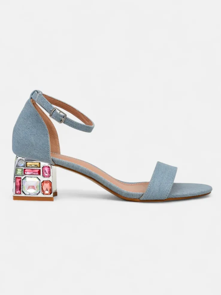 Royalfashion Damskie sandały z ozdobnym obcasem Ballou