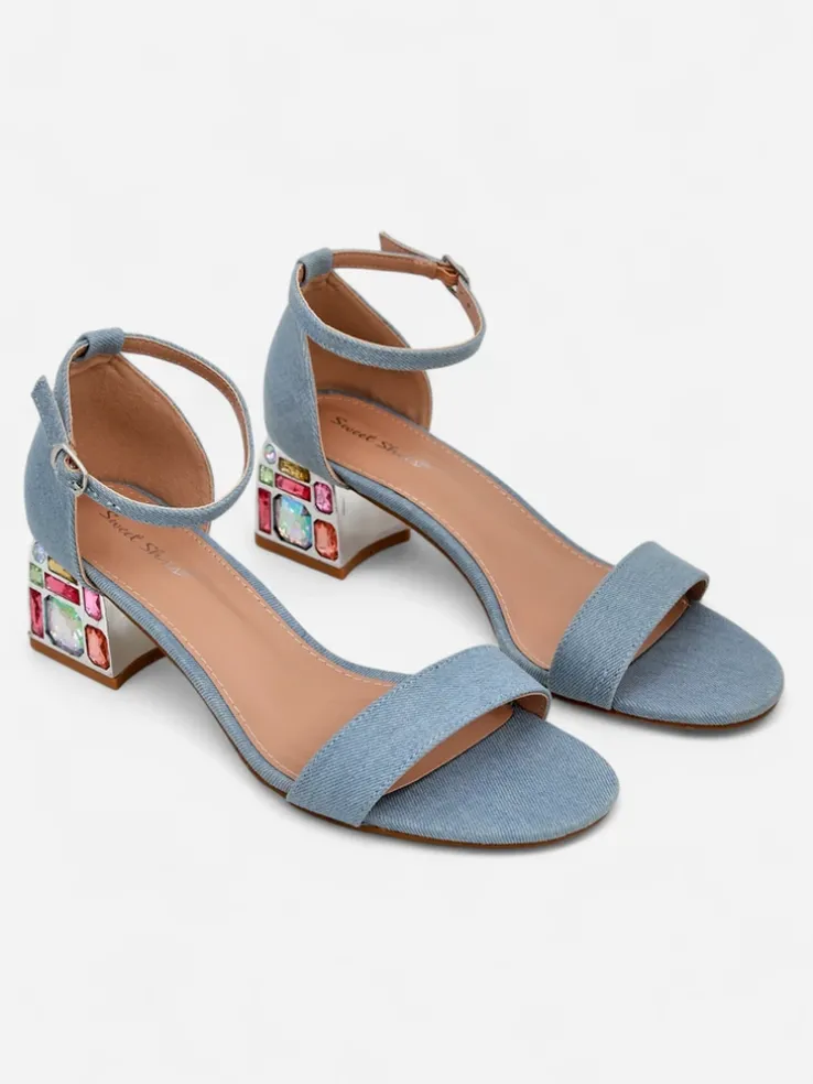 Royalfashion Damskie sandały z ozdobnym obcasem Ballou