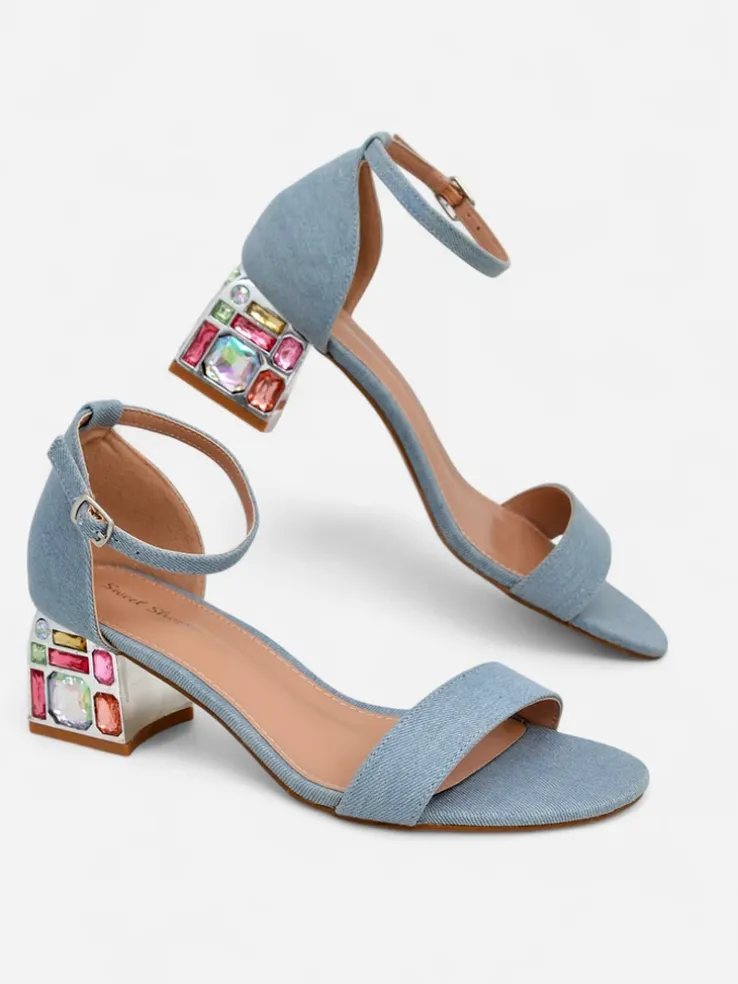 Royalfashion Damskie sandały z ozdobnym obcasem Ballou