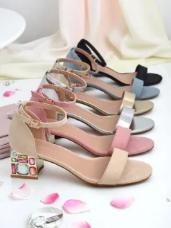 Royalfashion Damskie sandały z ozdobnym obcasem Ballou