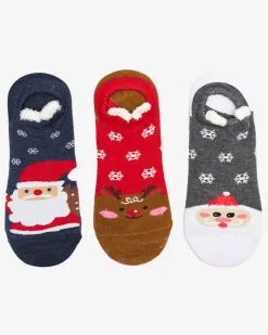 Royalfashion Damskie skarpety typu stopki ze świątecznym nadrukiem 3/pak