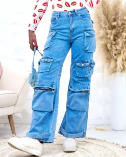 Royalfashion Damskie szerokie spodnie typu bojówki