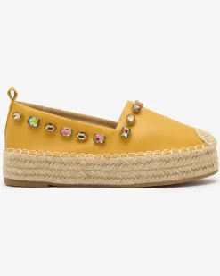Royalfashion Damskie żółte espadryle z kryształkami Ziennie