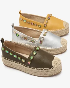 Royalfashion Damskie żółte espadryle z kryształkami Ziennie