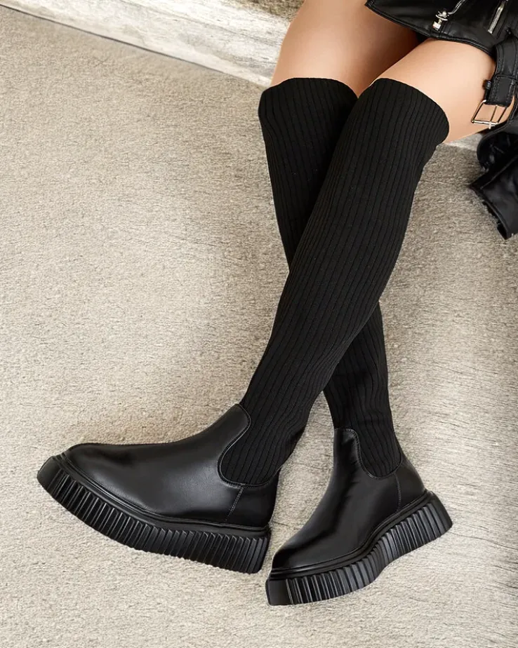 Royalfashion Damskie wsuwane kozaki za kolano Hesoppel