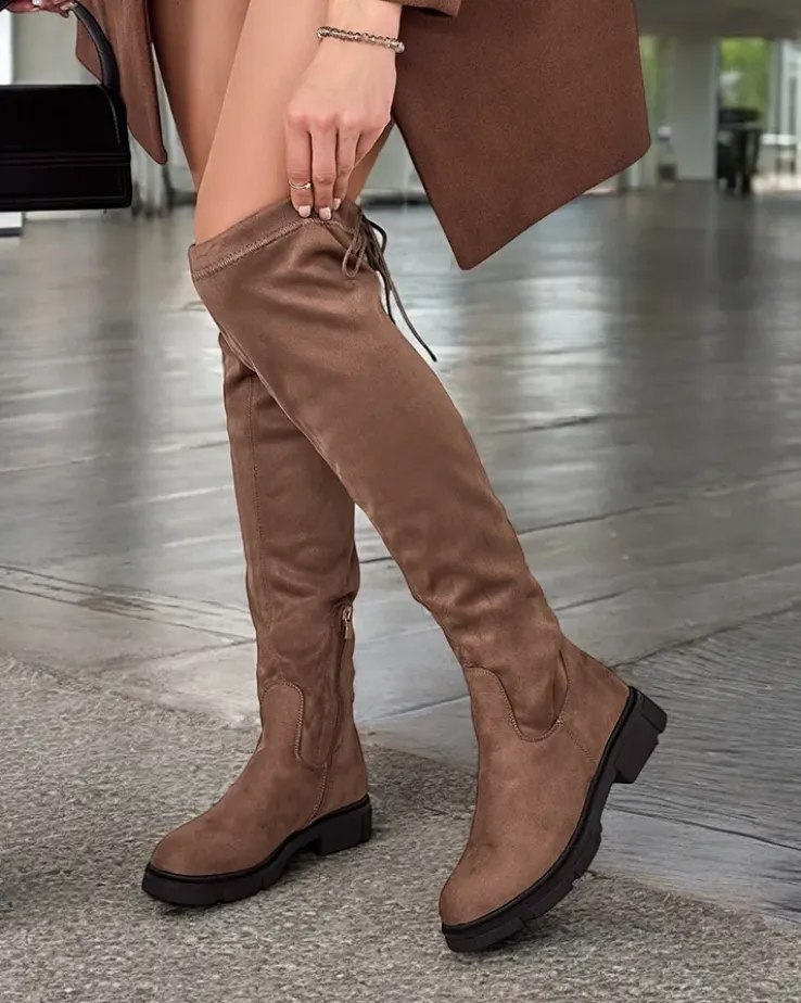 Royalfashion Damskie wsuwane kozaki za kolano Robus