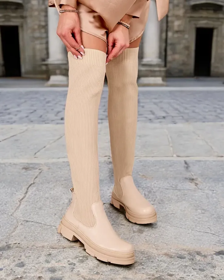 Royalfashion Damskie wsuwane kozaki za kolano Sonelli