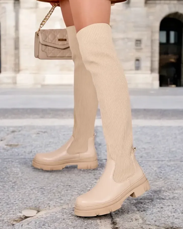 Royalfashion Damskie wsuwane kozaki za kolano Sonelli