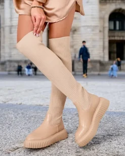 Royalfashion Damskie wsuwane kozaki za kolano Hesoppel