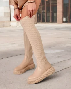 Royalfashion Damskie wsuwane kozaki za kolano Hesoppel