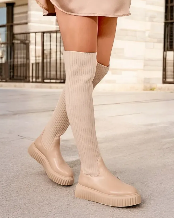 Royalfashion Damskie wsuwane kozaki za kolano Hesoppel