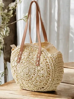 Royalfashion Duża owalna słomiana torebka damska