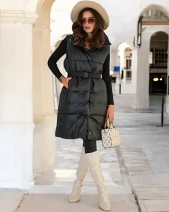 Royalfashion Długa kamizelka damska a'la skórzana