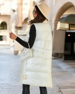 Royalfashion Długa kamizelka damska a'la skórzana