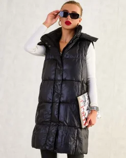 Royalfashion Długa kamizelka damska z przeszyciami