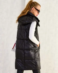 Royalfashion Długa kamizelka damska z przeszyciami