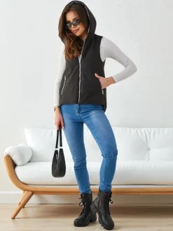 Royalfashion Długa pikowana kamizelka damska