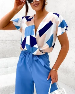 Royalfashion Długi kombinezon damski z printem